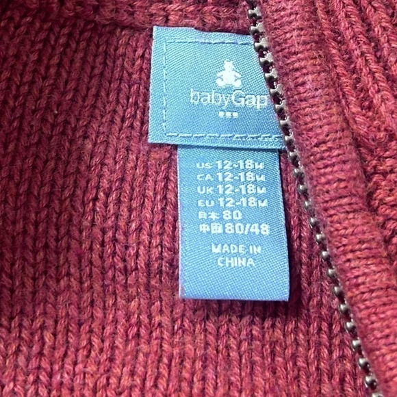 Baby Gap Cotton Full Zip Sweater size 12-18M - Picture 5 of 5